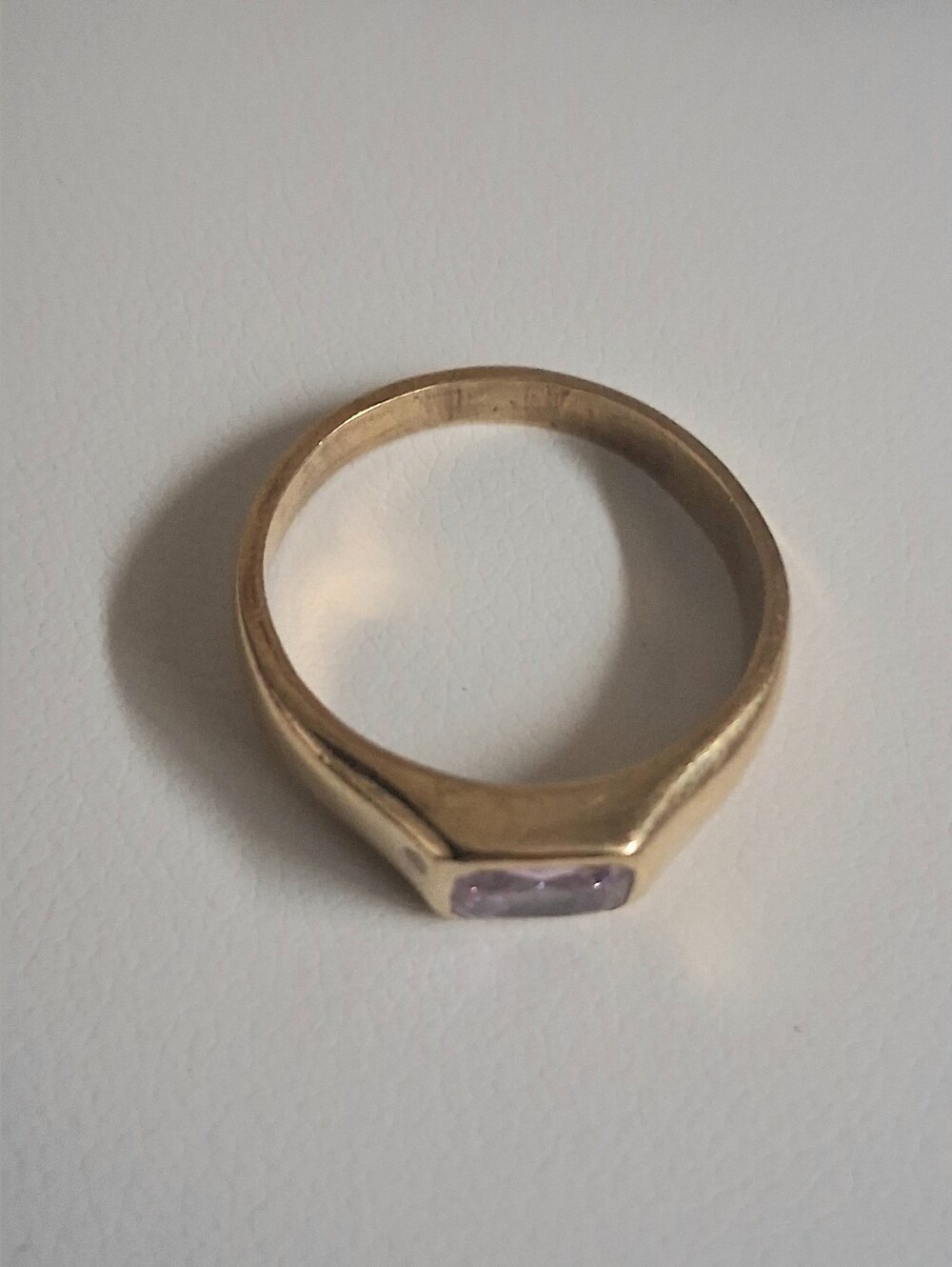 GOLD TONE ROSE QUARTZ SIGNET RING - Picture 4 of 8